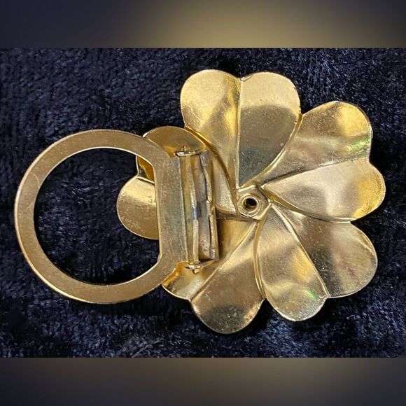 Vintage Jewelry Gold Tone Flower Bloom Scarf Clip Unsigned - Picture 3 of 4